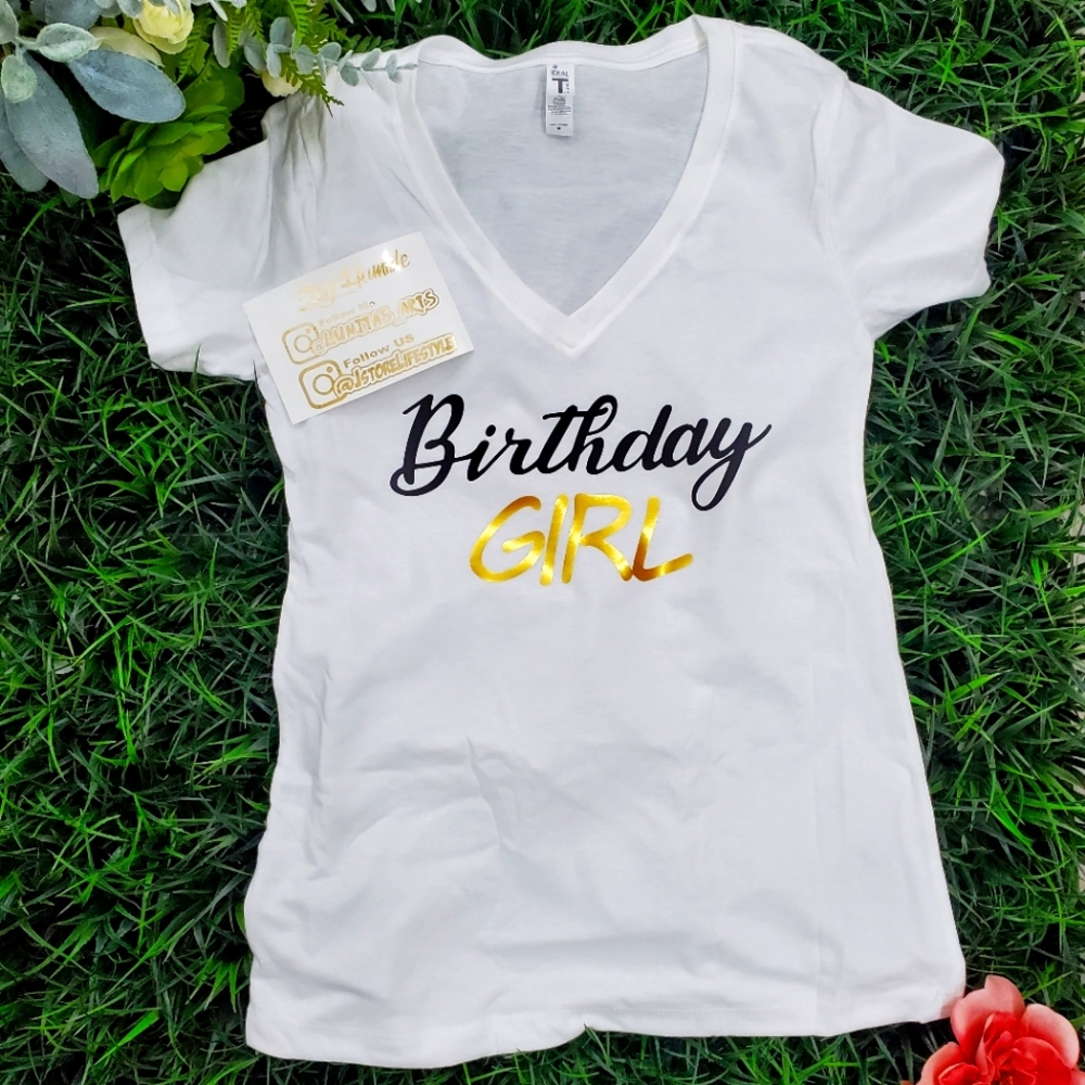 Birthday Girl T Shirt V neck women